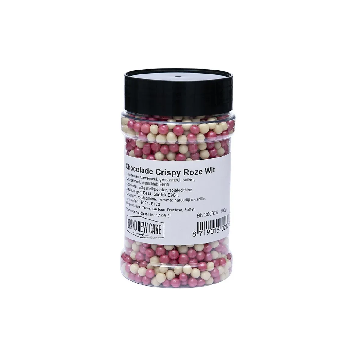 BrandNewCake Chocolade Crispy Parels Roze/Wit 190g