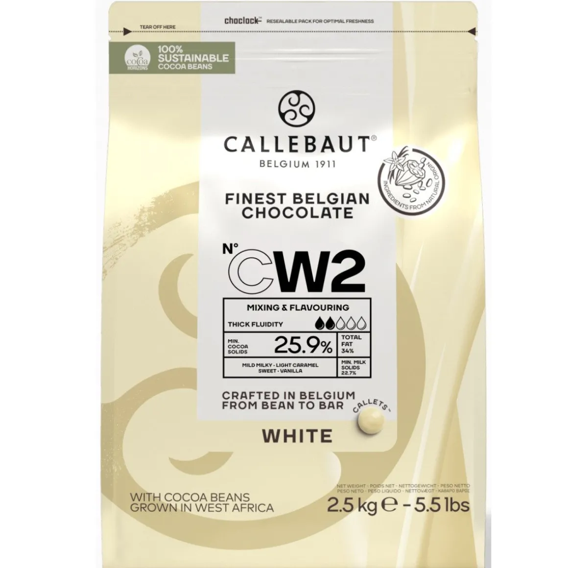 Callebaut Chocolade Callets Wit (CW2) 2,5kg