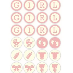 Chocoladedecoratie Baby Girl Ø3cm 96st.