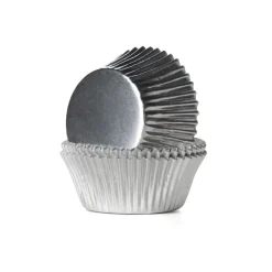 Cupcake Vormpjes HoM Folie Zilver 51x38mm. 24st.