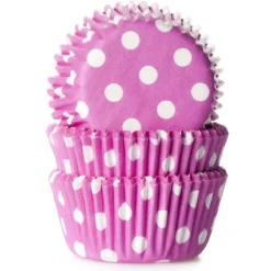 Cupcake Vormpjes HoM MINI Polkadot Roze 35x23mm. 60st.