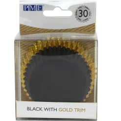 Cupcake Vormpjes PME Zwart met Gouden Rand 30 stuks