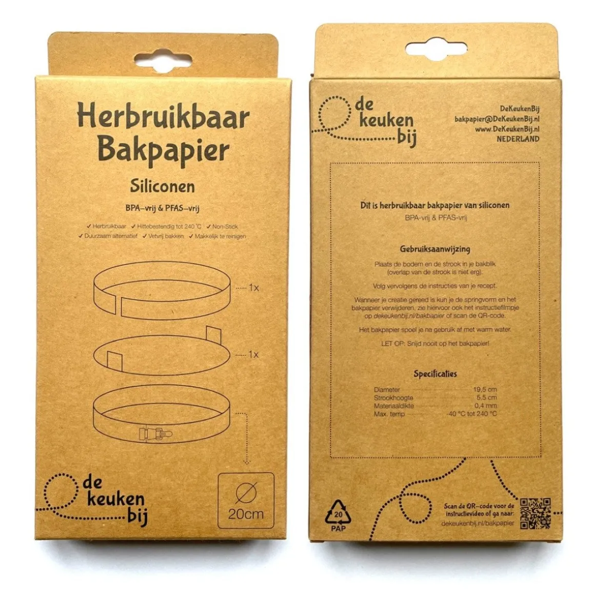 De KeukenBij Herbruikbaar Bakpapier Rond Siliconen Ø20cm