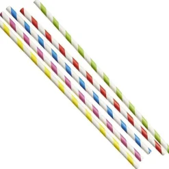 Drinkrietje Papier Gestreept Ø6x23cm 100st.