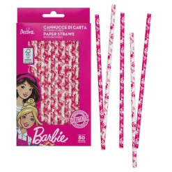 Drinkrietjes Papier Barbie 80st.