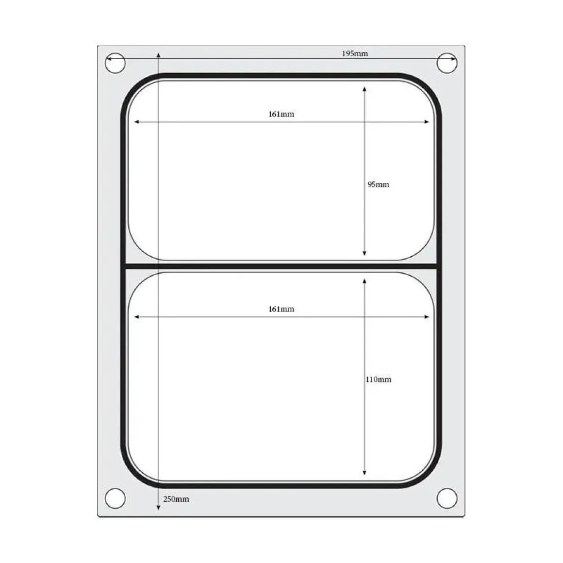 Hendi Traysealer matrix Twee-delige container 227x178 mm