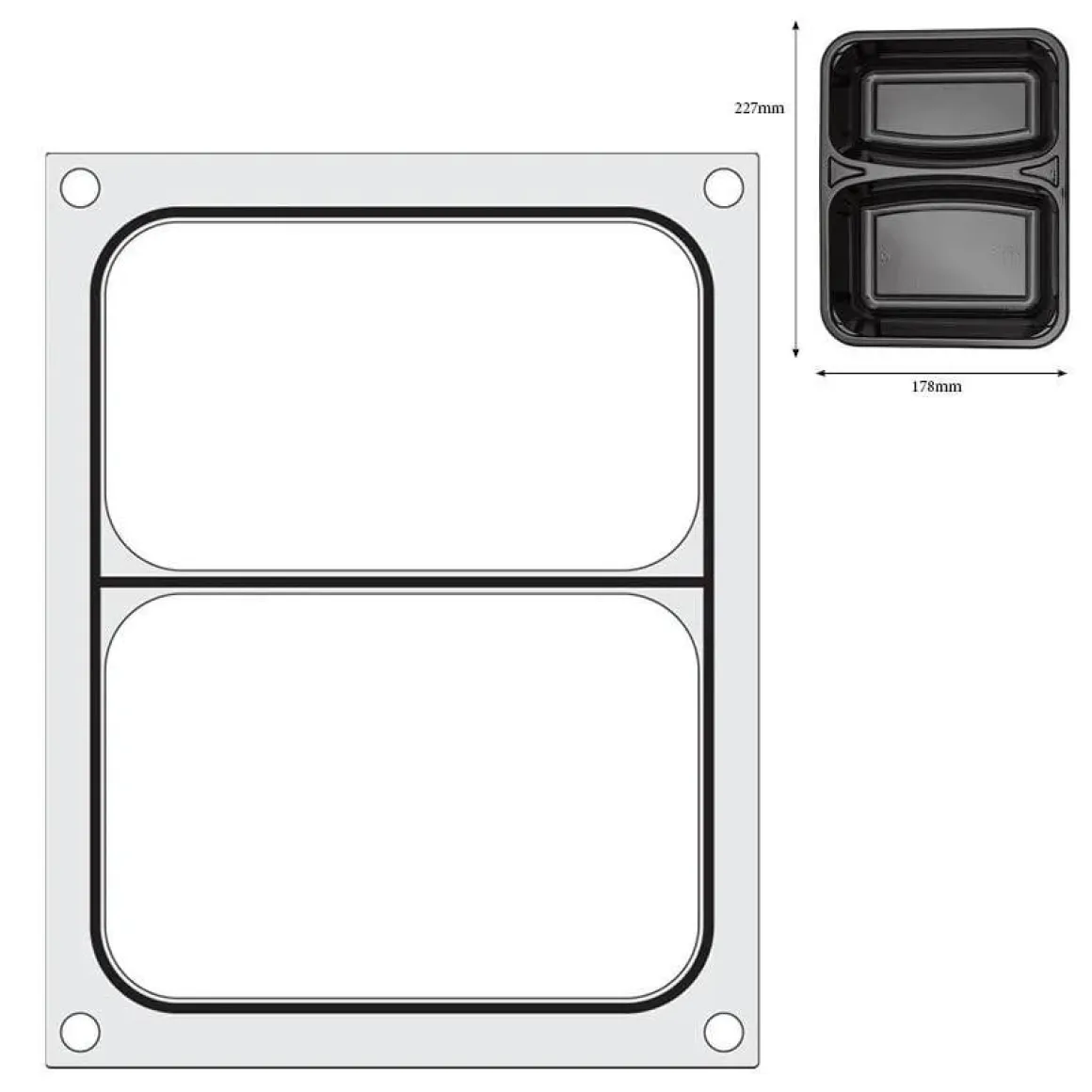 Hendi Traysealer matrix Twee-delige container 227x178 mm