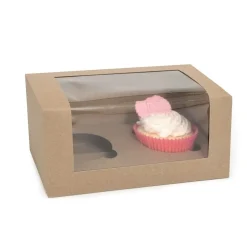 HoM Cupcake Doosje 2 Kraft (incl. tray met venster) 100st.