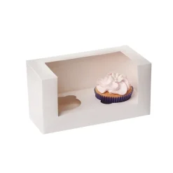 HoM Cupcake Doosje 2 Wit (incl. tray met venster) 100st.