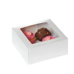 HoM Cupcake Doosje 4 Wit (incl. tray met venster) 100st