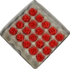Marsepein rozen 6 blads 40mm 20 stuks, Rood Luxe