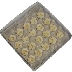 Marsepein rozen 5 blads 35mm 10 stuks, Wit Luxe