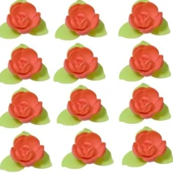Ouwel rozen met 3 groene blaadjes Rood, 81 stuks