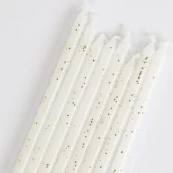PME Taartkaarsjes Glitter Wit Extra Lang (15cm) Set/16