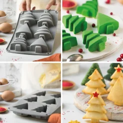 Siliconen Bakvorm Kerstbomen 30x17x3(h) cm