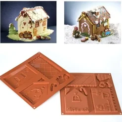 Silikomart Chocolade Vormset Koekhuisje 180x115 h160mm set/2