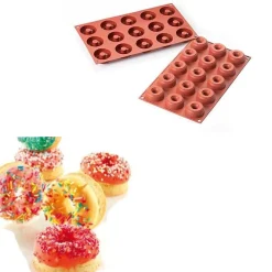 Silikomart Siliconen Bakvorm Mini Donuts Ø4,5-1,5x1,8cm (15)
