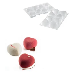 Silikomart Siliconen Bakvorm Hart (8x) 6,3x6,5x3,9cm+cutter