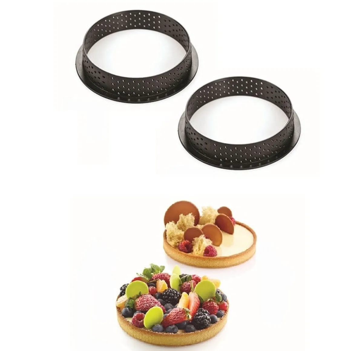 Silikormart Taartring Exoglass Geperforeerd Ø15x2cm set/2