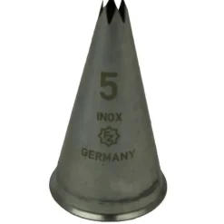 Spuitmondje gekarteld 6 Tands RVS 5mm