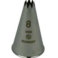 Spuitmondje gekarteld 8 Tands RVS 8mm