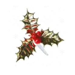 Taartdecoratie Hulstblad Goud met Bes Prikkers 144 stuks