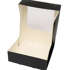 Taartdoos met venster 26x26x9cm. Zwart 50st