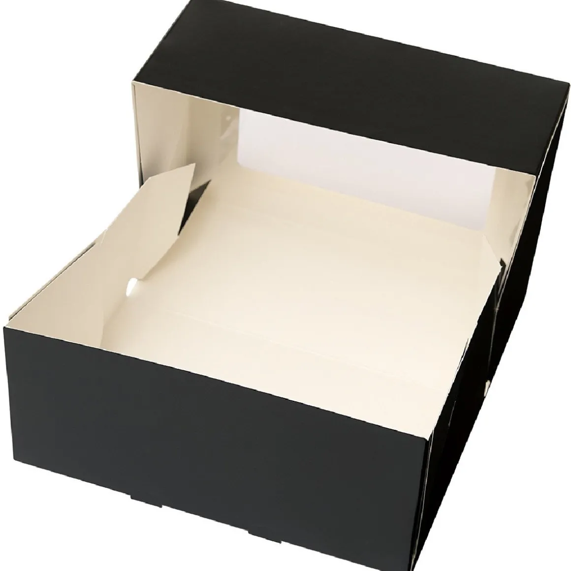 Taartdoos met venster 21x14x9cm. Zwart 50st