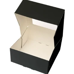 Taartdoos met venster 19x19x9cm. Zwart 3st