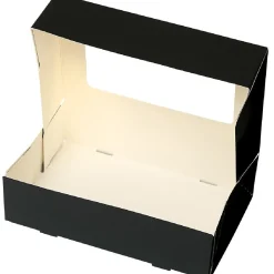 Taartdoos met venster 19x12,5x5cm. Zwart 3st