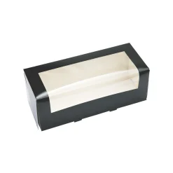 Taartdoos Slof met venster 25x10x9cm Zwart**