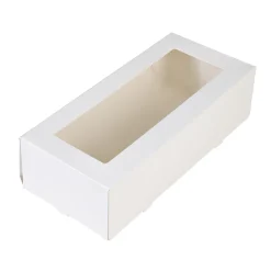 Taartdoos Slof met venster 25x10x9cm. Wit 50st