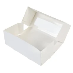 Taartdoos Slof met venster 25x10x9cm. Wit 50st