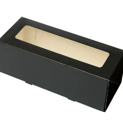 Taartdoos Slof met venster 25x10x9cm. Zwart 3st