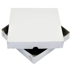 Taartdoos Zwanenhals Laag Model 25x25x4,5cm. Wit 100st