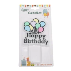 Taartkaarsje Happy Birthday Ballonnen**