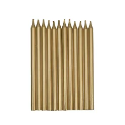 Taartkaarsjes Lang Goud 12st.