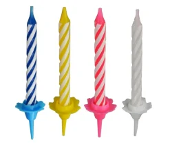 Taartkaarsjes met houder 324st. Gekleurd