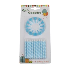 Taartkaarsjes met houders Blauw 24st**