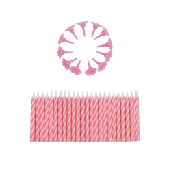 Taartkaarsjes met houders Roze 24st