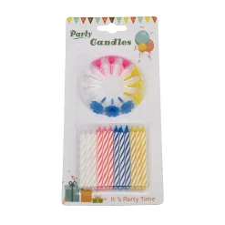 Taartkaarsjes met houders Multi 24st