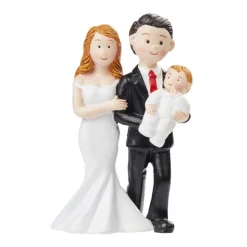 Taarttopper Bruidspaar met Baby Polystone 8cm