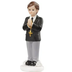 Taarttopper Communie Jongen met Kruis Polystone 8,5cm