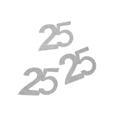 Taarttopper Jubileum #25 Zilver Kunstof 6cm 10st